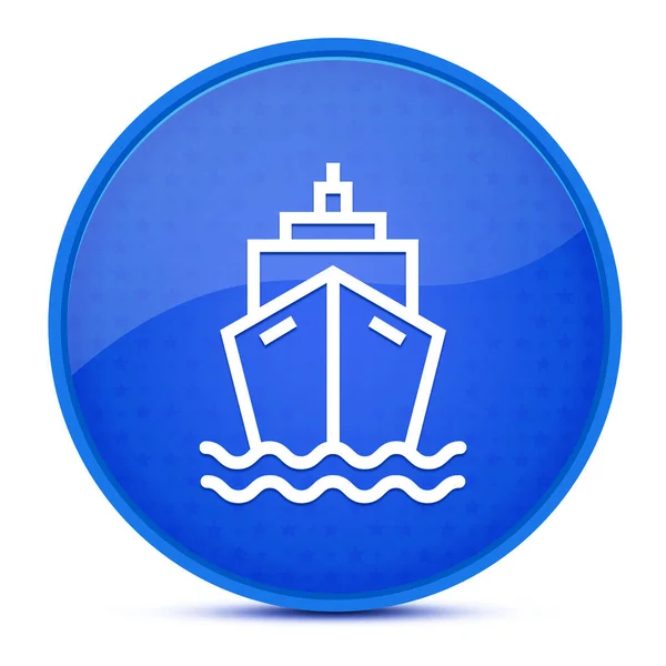 Ship aesthetic glossy blue round button abstract illustration