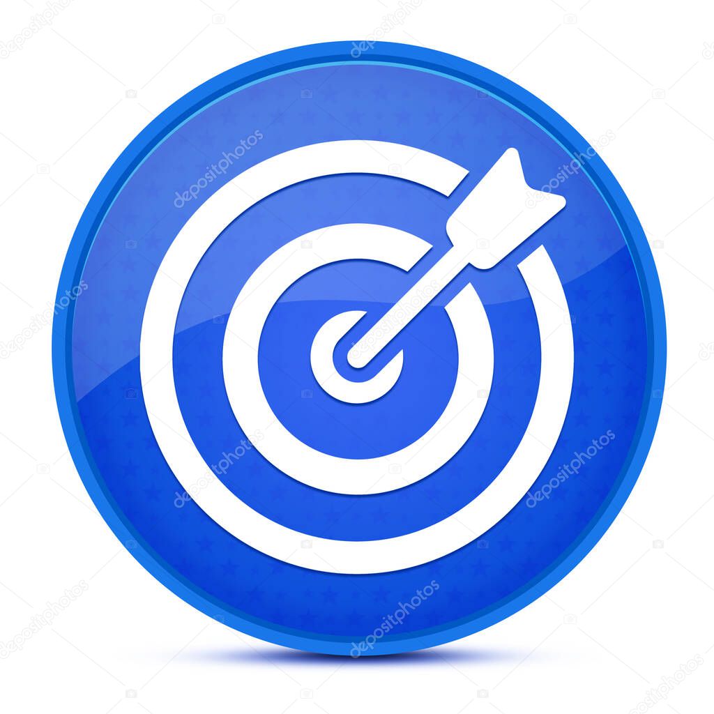 Target arrow aesthetic glossy blue round button abstract illustration