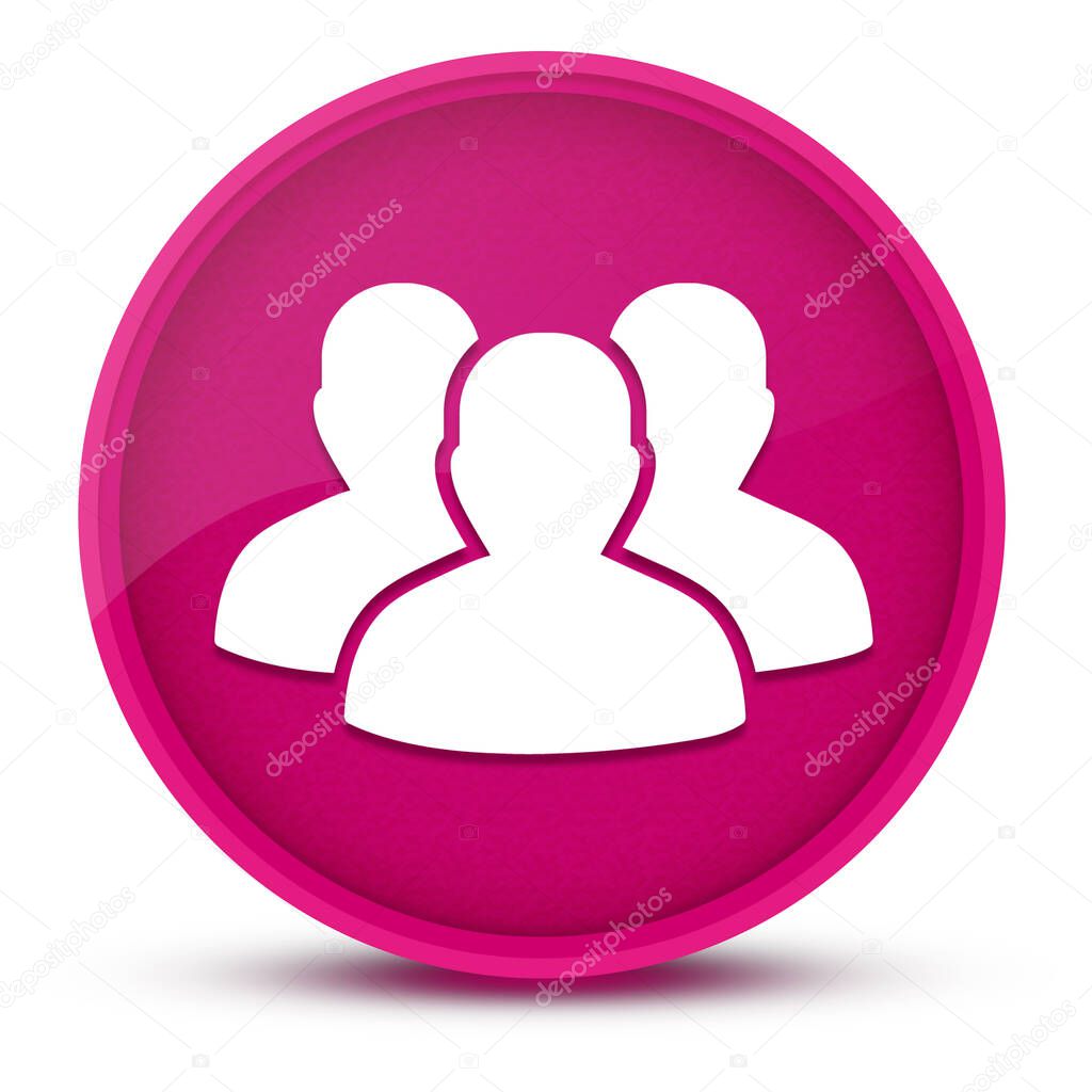 User group luxurious glossy pink round button abstract illustration