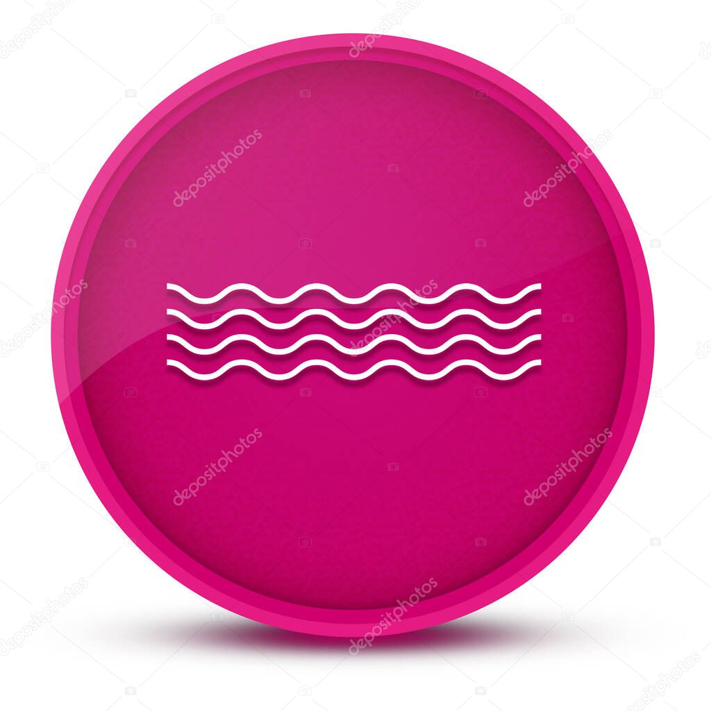Sea waves luxurious glossy pink round button abstract illustration