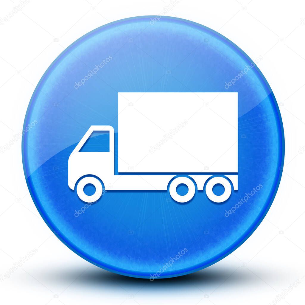 Truck eyeball glossy blue round button abstract illustration