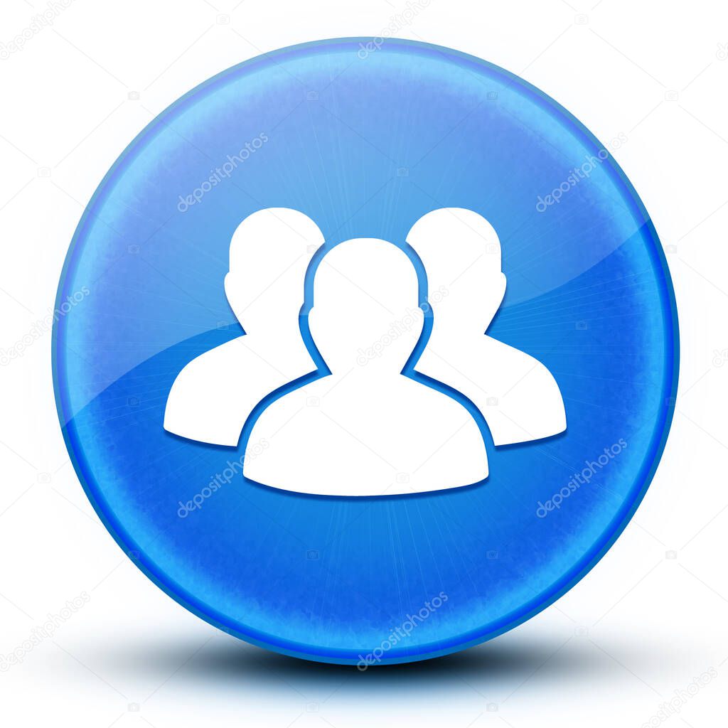User group eyeball glossy blue round button abstract illustration