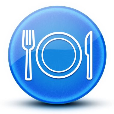 Çatal ve bıçaklı göz küresi parlak mavi yuvarlak düğmeli tabaka soyut resimleme