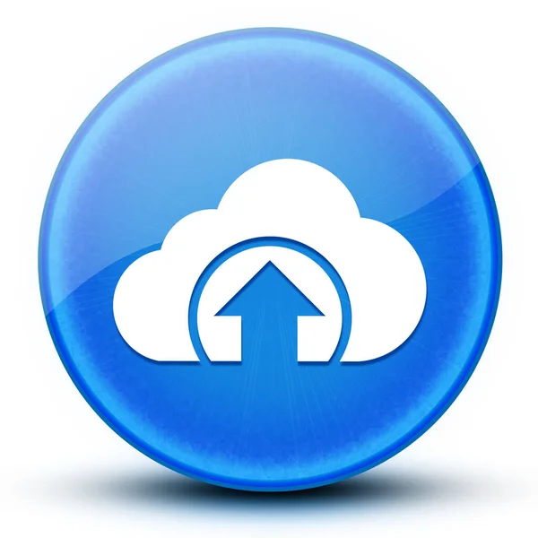 Cloud upload eyeball glossy blue round button abstract illustration