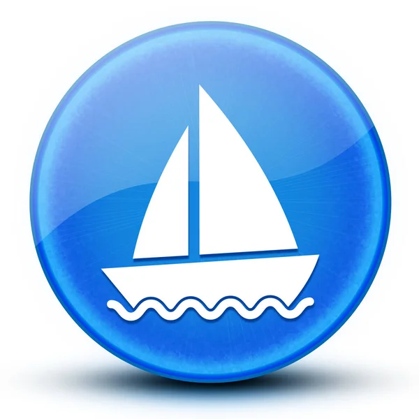 Zeilboot Oogbol Glanzend Blauw Ronde Knop Abstracte Illustratie — Stockfoto
