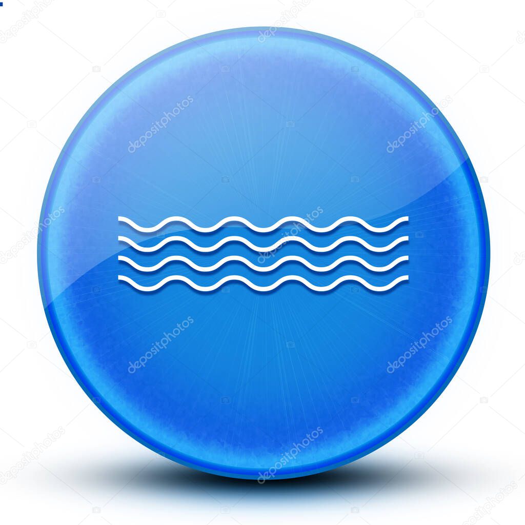 Sea waves eyeball glossy blue round button abstract illustration
