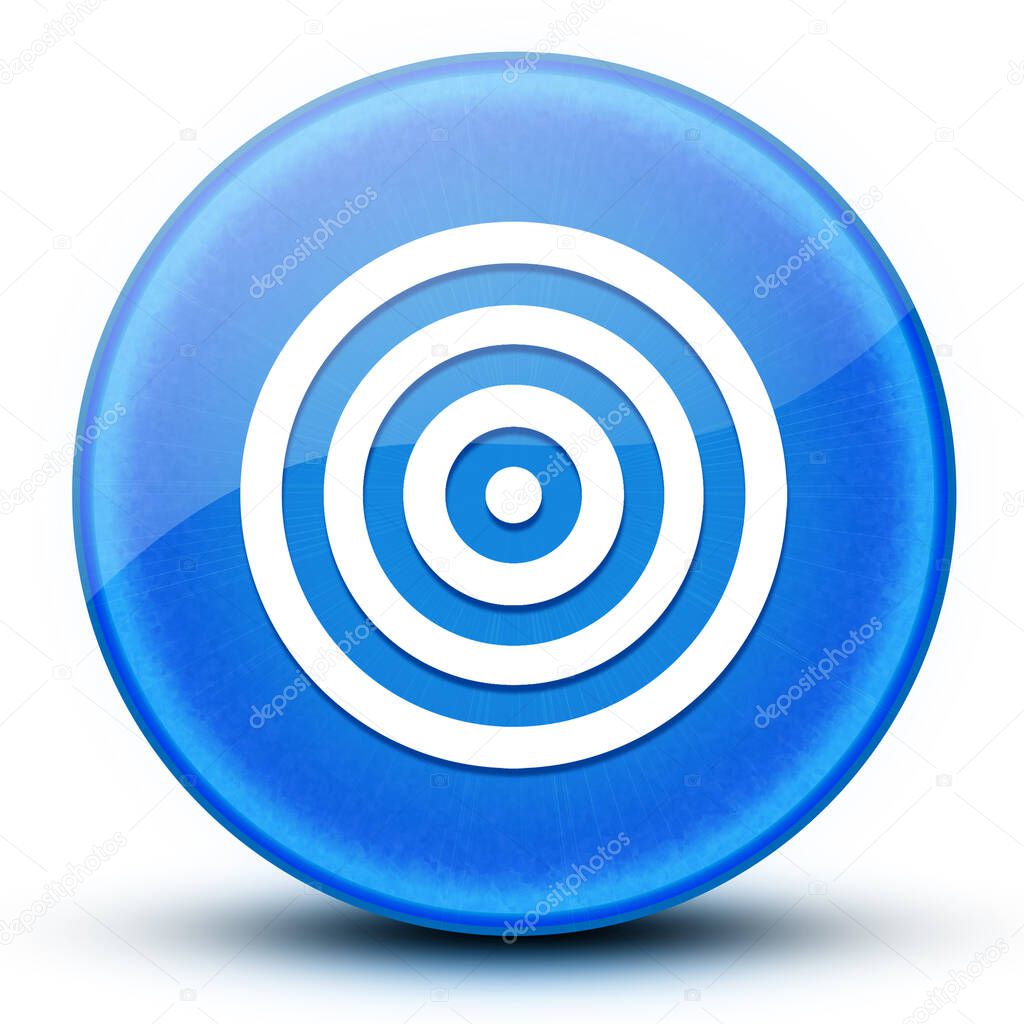 Target eyeball glossy blue round button abstract illustration