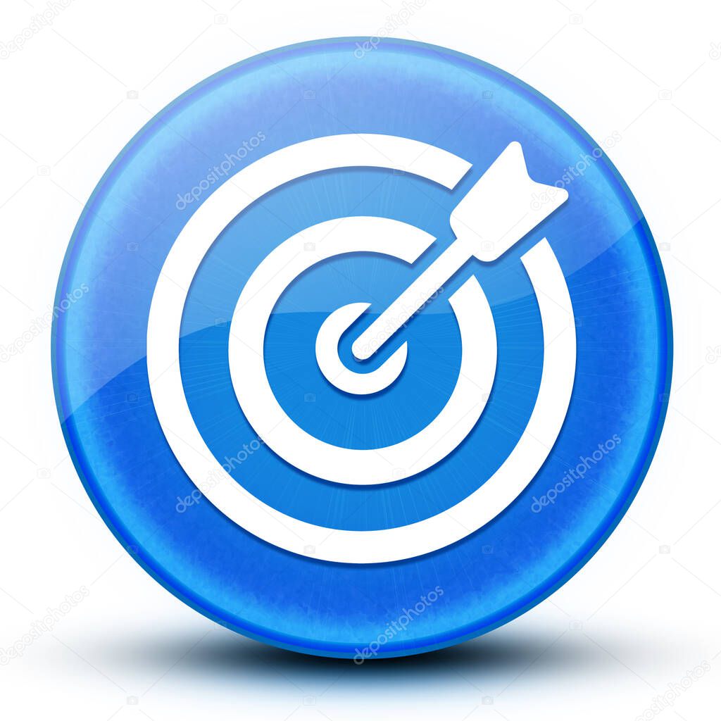 Target arrow eyeball glossy blue round button abstract illustration