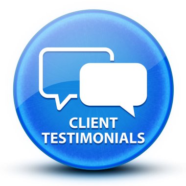 Müşteri ifadeleri göz kamaştırıcı mavi yuvarlak düğme soyut illüstrasyon