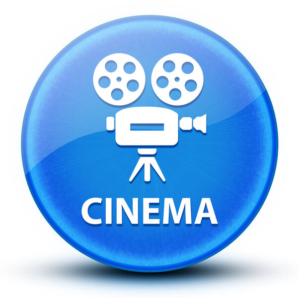 Cinema eyeball glossy blue round button abstract illustration