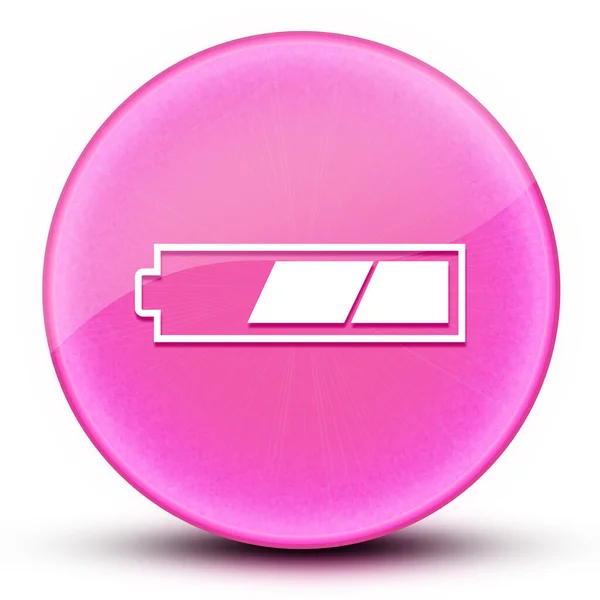 Третя Заряджена Батарея Очне Яблуко Глянцева Елегантна Рожева Кругла Кнопка — стокове фото