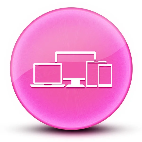 Cyfrowe Inteligentne Urządzenia Gałka Oczna Błyszczący Elegancki Różowy Okrągły Przycisk — Zdjęcie stockowe