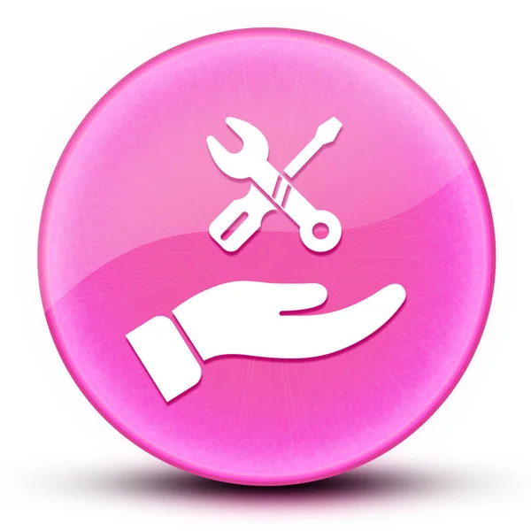 Hand Reparatie Oogbol Glanzend Elegante Roze Ronde Knop Abstracte Illustratie — Stockfoto