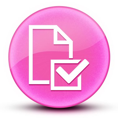 Survey(Checklist icon) eyeball glossy elegant pink round button abstract illustration clipart