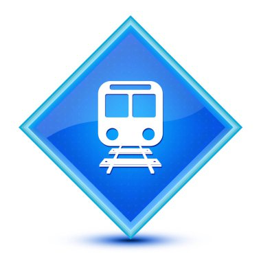 Tren simgesi özel mavi elmas düğme resimlerinde izole edildi