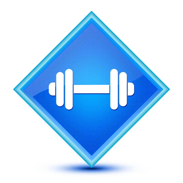 Dumbbell Pictogram Geïsoleerd Speciale Blauwe Diamant Knop Illustratie — Stockfoto