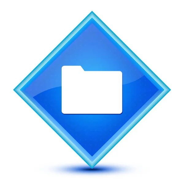 在特殊的蓝色菱形按钮图上隔离文件夹图标 — 图库照片
