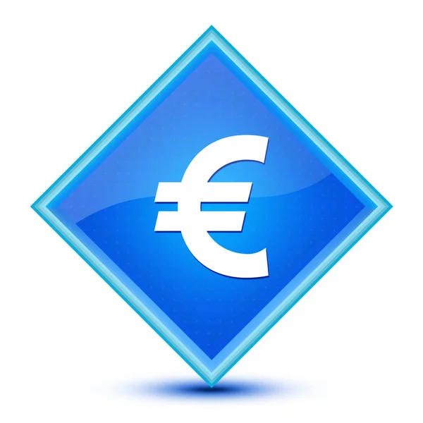 Icône Euro Signe Isolé Sur Illustration Abstraite Bouton Diamant Bleu — Photo