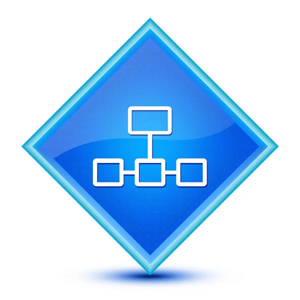 Піктограма Мережевого Єднання Ізольовано Спеціальній Синій Діамантовій Кнопці Абстрактна Ілюстрація — стокове фото