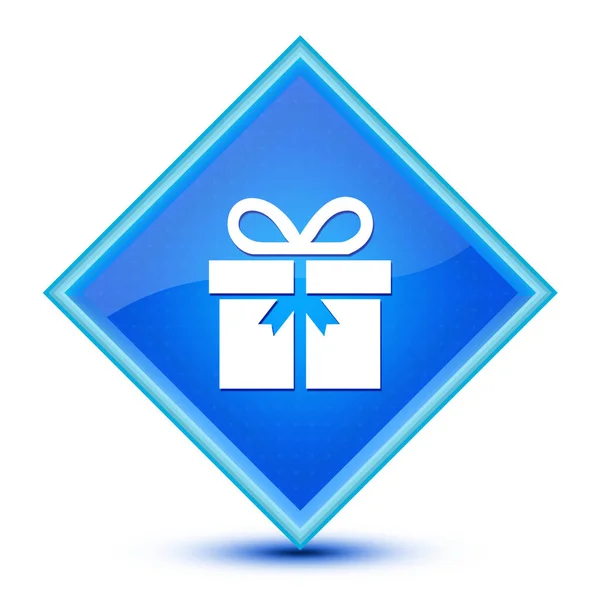 Піктограма Подарунка Ізольована Спеціальній Синій Діамантовій Кнопці Абстрактна Ілюстрація — стокове фото