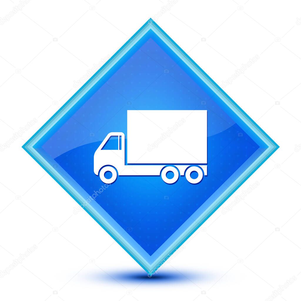 Truck icon isolated on special blue diamond button abstract illustration