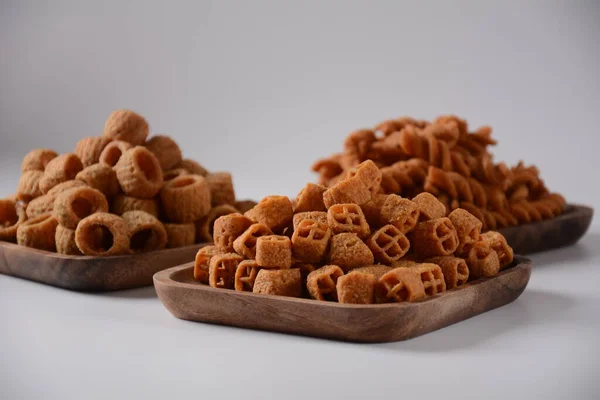 Israëlische Bissli Tarwe Snacks Met Verschillende Smaken Vormen — Stockfoto