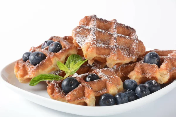 Traditionelle Belgische Waffeln Mit Frischem Obst Oder Amerikanische Waffeln Leckeres — Stockfoto