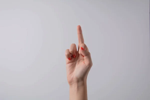 Orta Parmağı Işaret Etmek Kaba Işareti Hareketi Kavramı Izole Edilmiş — Stok fotoğraf