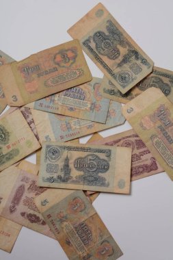 Sovyet Rublesi Banknotları, Sovyetler Birliği 'nin eski para birimi, yaklaşık 1961..