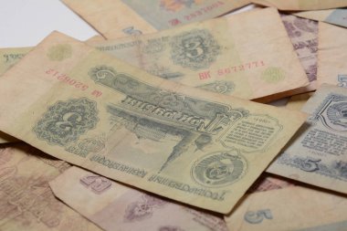 Sovyet Rublesi Banknotları, Sovyetler Birliği 'nin eski para birimi, yaklaşık 1961..