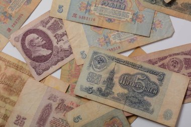 Sovyet Rublesi Banknotları, Sovyetler Birliği 'nin eski para birimi, yaklaşık 1961..