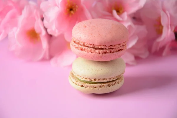 Kleurrijke Macarons Taarten Kleine Franse Taarten Zoete Kleurrijke Franse Macarons — Stockfoto