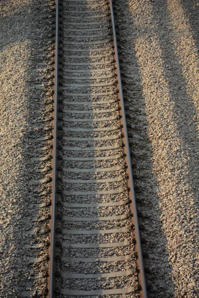 Een Bovenaanzicht Van Rails Van Een Trein Lengte Van Het — Stockfoto