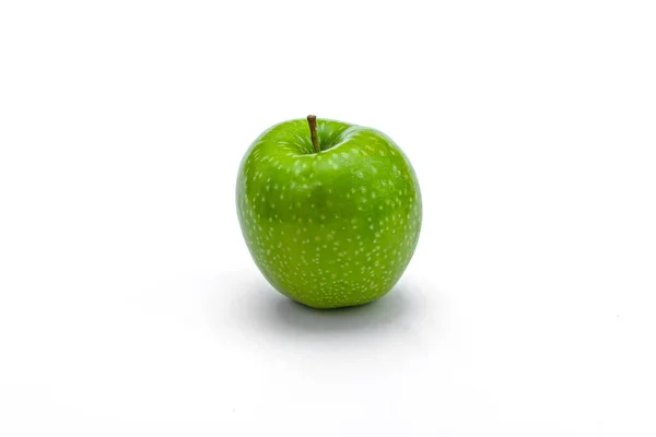 Grönt Äpple Isolerad Vit Bakgrund Mogna Färska Äpplen — Stockfoto