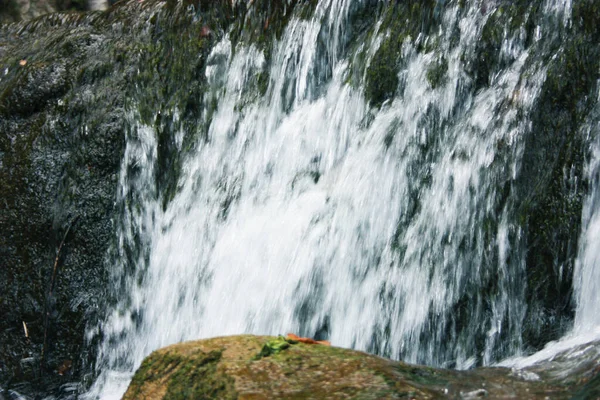 Kaskáda Studené Vody Kamenitém Slizkém Údolí Mořských Řas Apuánských Horách — Stock fotografie