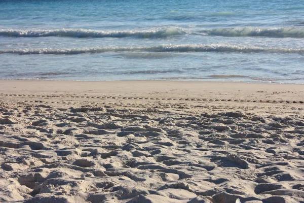 Strand Van Toscaanse Zee Bij Zonsondergang Het Witte Zand Van — Stockfoto