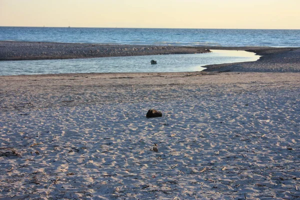 Spiaggia Del Mare Toscano Tramonto Sabbia Bianca Rosignano Toscana — Foto Stock