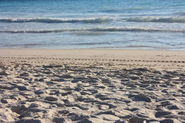 Pláž Toskánského Moře Při Západu Slunce Bílý Písek Rosignano Toskánsku — Stock fotografie