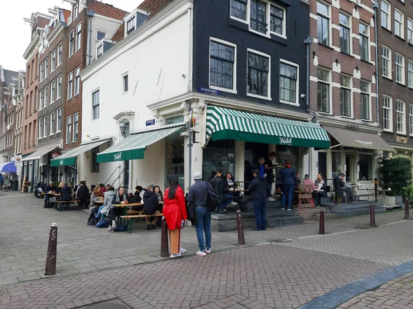 Бар Открытым Небом Улице Бивуак Аперитиве Устроить Светскую Жизнь Амстердаме — стоковое фото