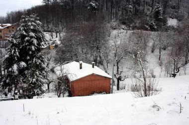 Apuan Alpleri 'ndeki dağlarda ıssız bir köy. Toskana' da kışın beyaz peri karına gömülmüş.