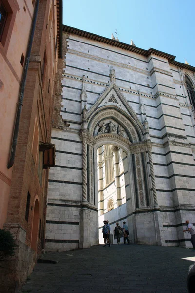 Catedral Metropolitana Santa Maria Assunta Também Duomo Siena Belo Dia — Fotografia de Stock