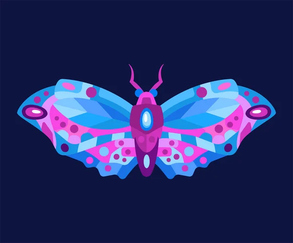 Decorated Moth Flat Vector Illustration — Stock Vector