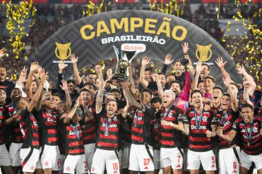 Rio de Janeiro (RJ) - 3 Aralık 2025: FLAMENGO X CEARA - Flamengo x Ceara, Maracana Stadyumu. Flamengo Brezilya Şampiyonu 2025.              