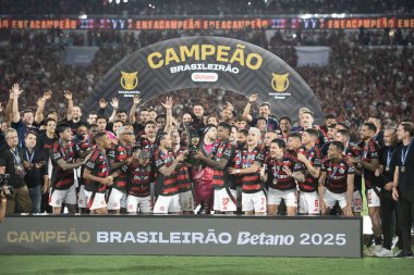 Rio de Janeiro (RJ) - 3 Aralık 2025: FLAMENGO X CEARA - Flamengo x Ceara, Maracana Stadyumu. Flamengo Brezilya Şampiyonu 2025.              