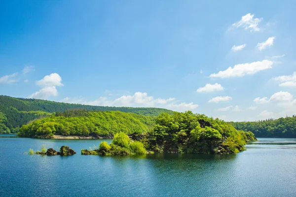 Urft Eifel Nemzeti Parkban Németországban Szcenírozott Kilátás Nyílik Folyó Urft Stock Kép