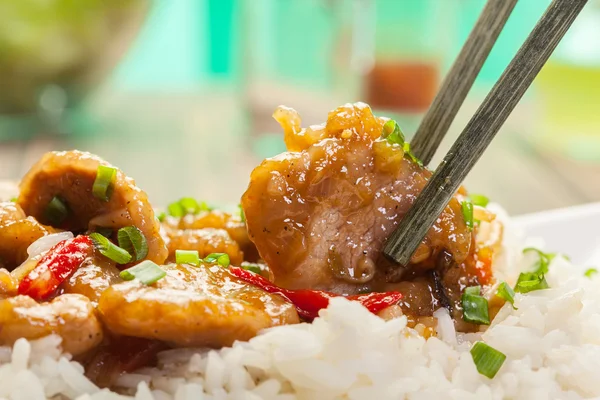 Sirloins on sweet and sour sauce — Stock Photo, Image