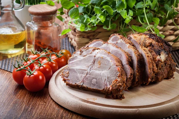 Roasted pork neck with spices — Stock Photo, Image