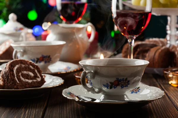 High tea set with dessert — Stock Photo, Image