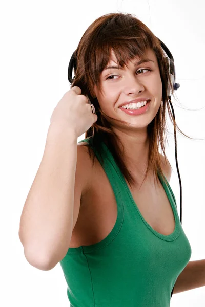 Beauty woman listening music — Stock Photo, Image