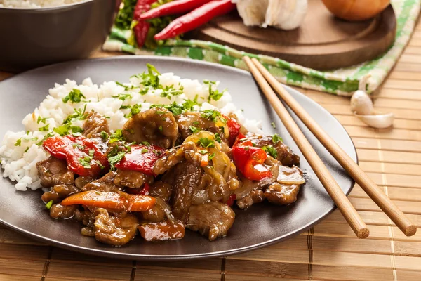 Chinese sticky pork sirloin roasted with a sweet and savory sauc — Stock Photo, Image